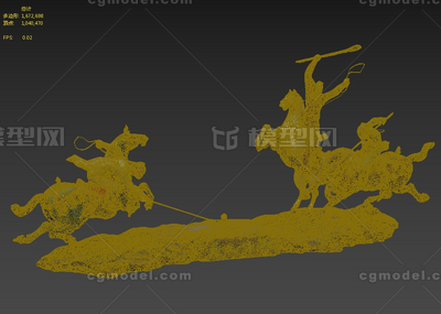 唐代 唐人击鞠雕塑模型-历史人物模型库-3ds Max(.max)模型下载-cg模型网