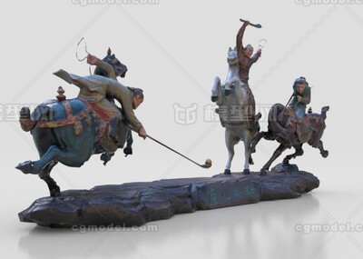 唐代 唐人击鞠雕塑模型-历史人物模型库-3ds Max(.max)模型下载-cg模型网