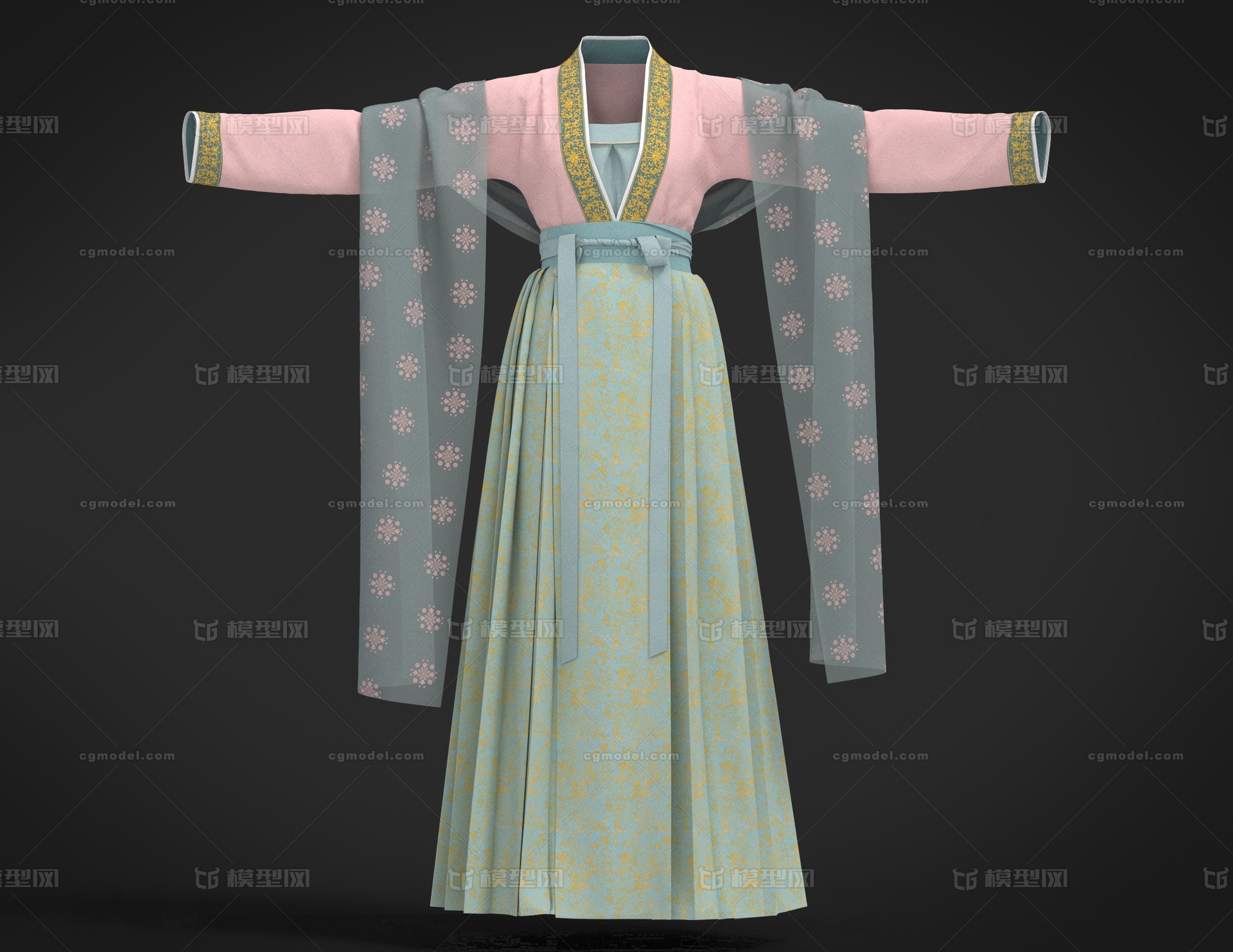 MD古代宋制汉服 女士汉服模型-穿戴服饰模型库-Marvelous Designer(.Zprj)模型下载-cg模型网
