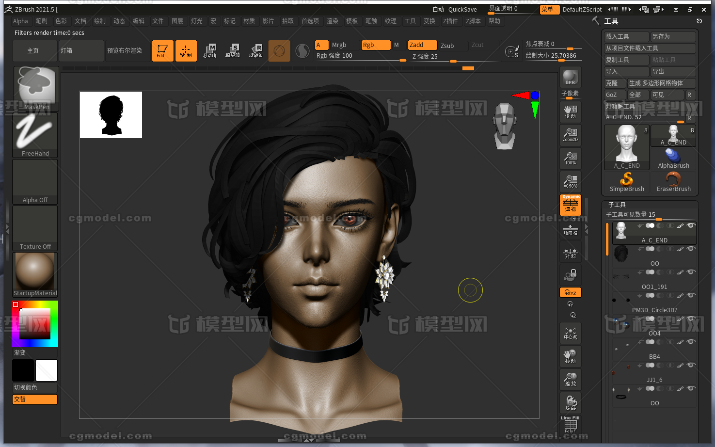 闲暇练习 喜欢自提模型-女人模型库-Zbrush(.ztl/.zbp)模型下载-cg模型网