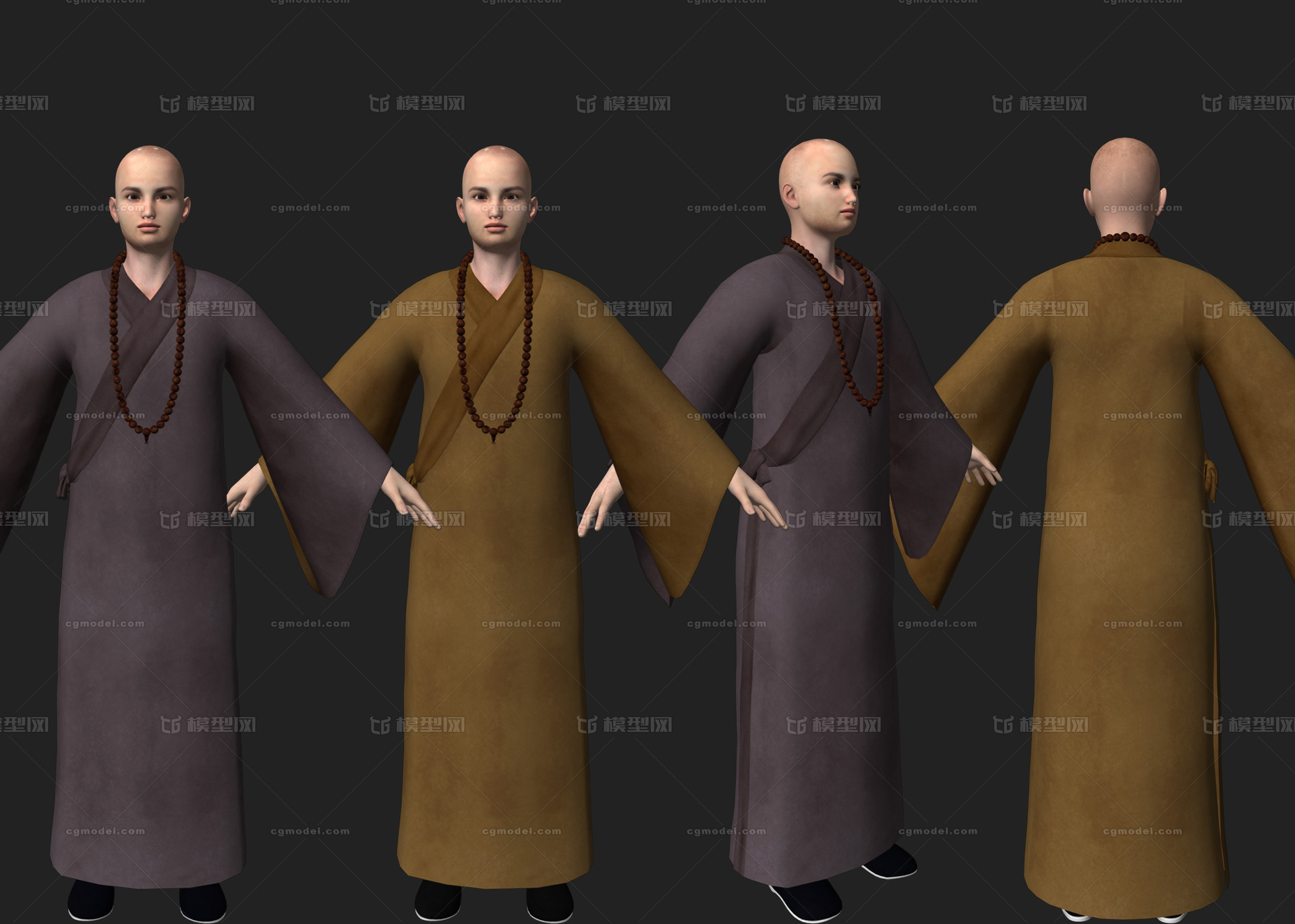 和尚 僧人模型-男人模型库-Maya(.ma/.mb)模型下载-cg模型网