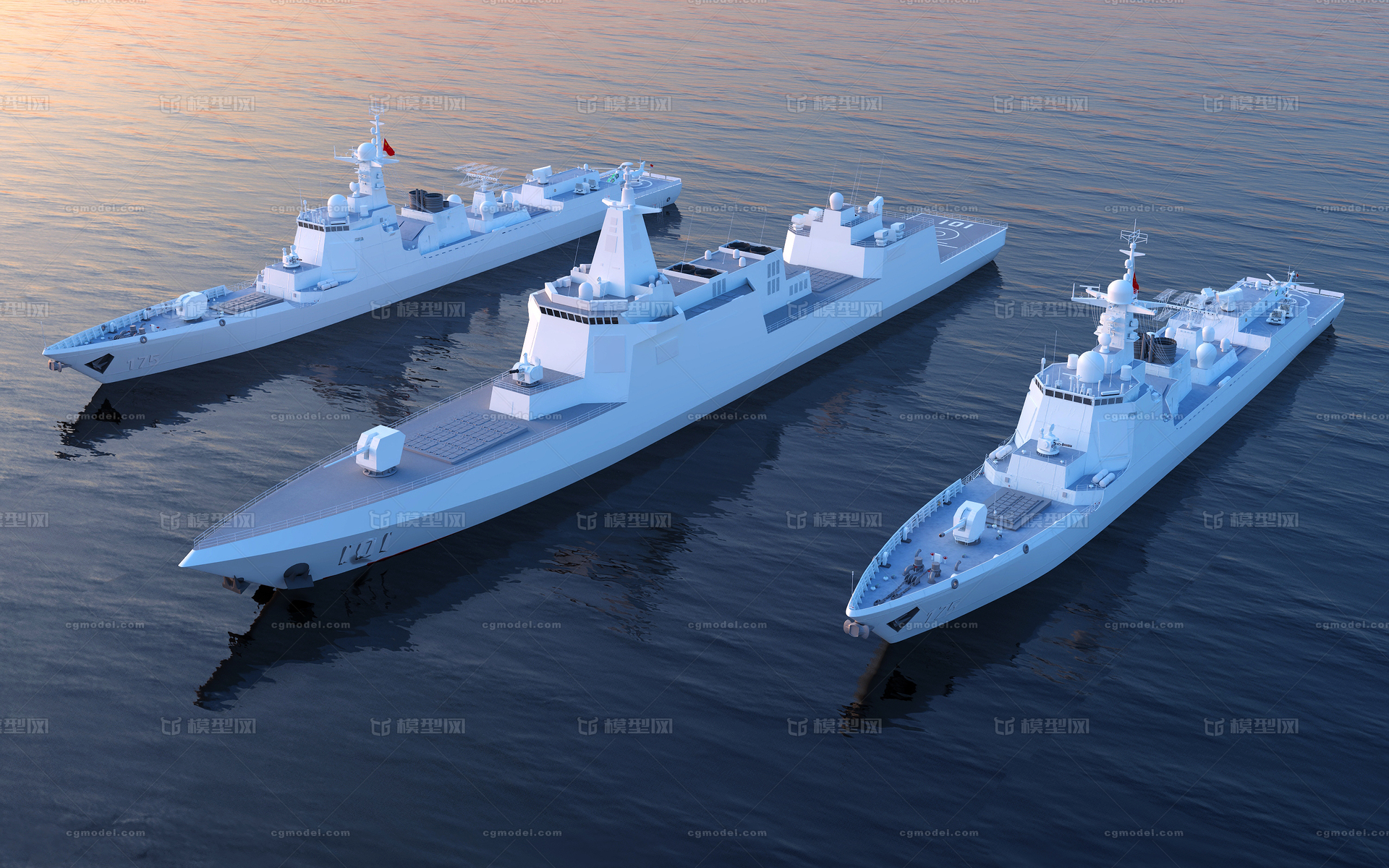 055型驱逐舰 055大驱模型-军舰模型库-FBX(.fbx)模型下载-cg模型网