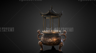 香炉 鼎模型-场景部件模型库-Maya(.ma/.mb)模型下载-cg模型网
