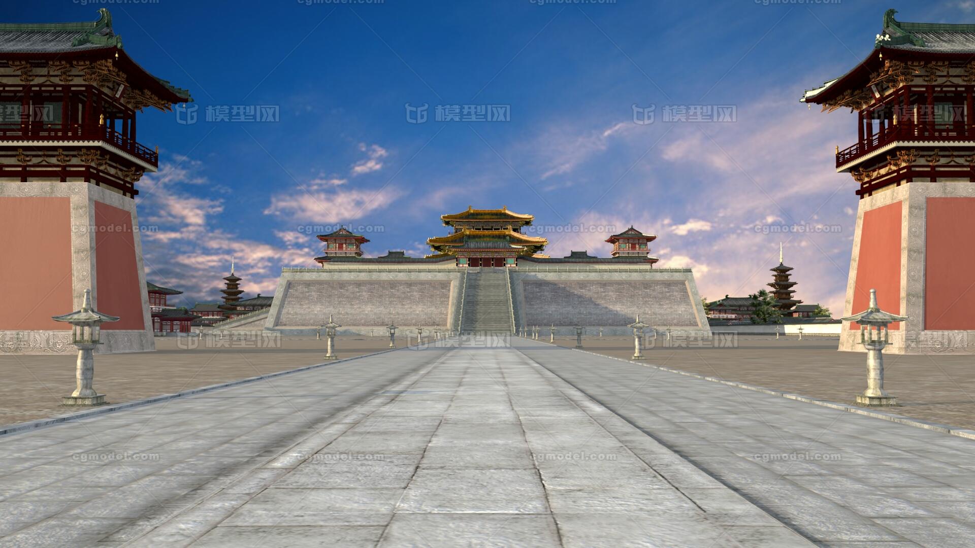 大明宫建筑 高台建筑模型-古代场景模型库-3ds Max(.max)模型下载-cg模型网