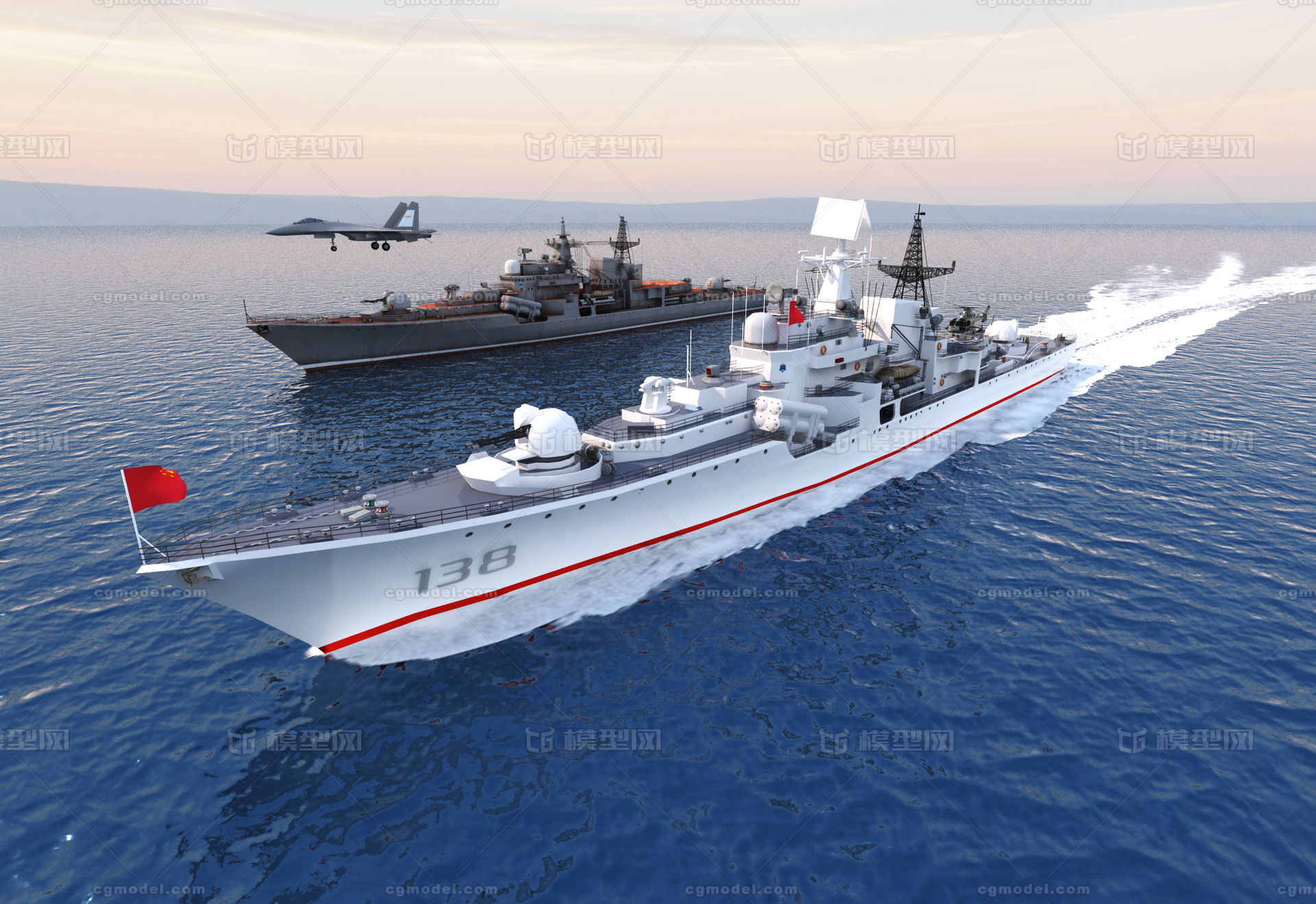 泰州舰 956EM型驱逐舰模型-军舰模型库-3ds Max(.max)模型下载-cg模型网
