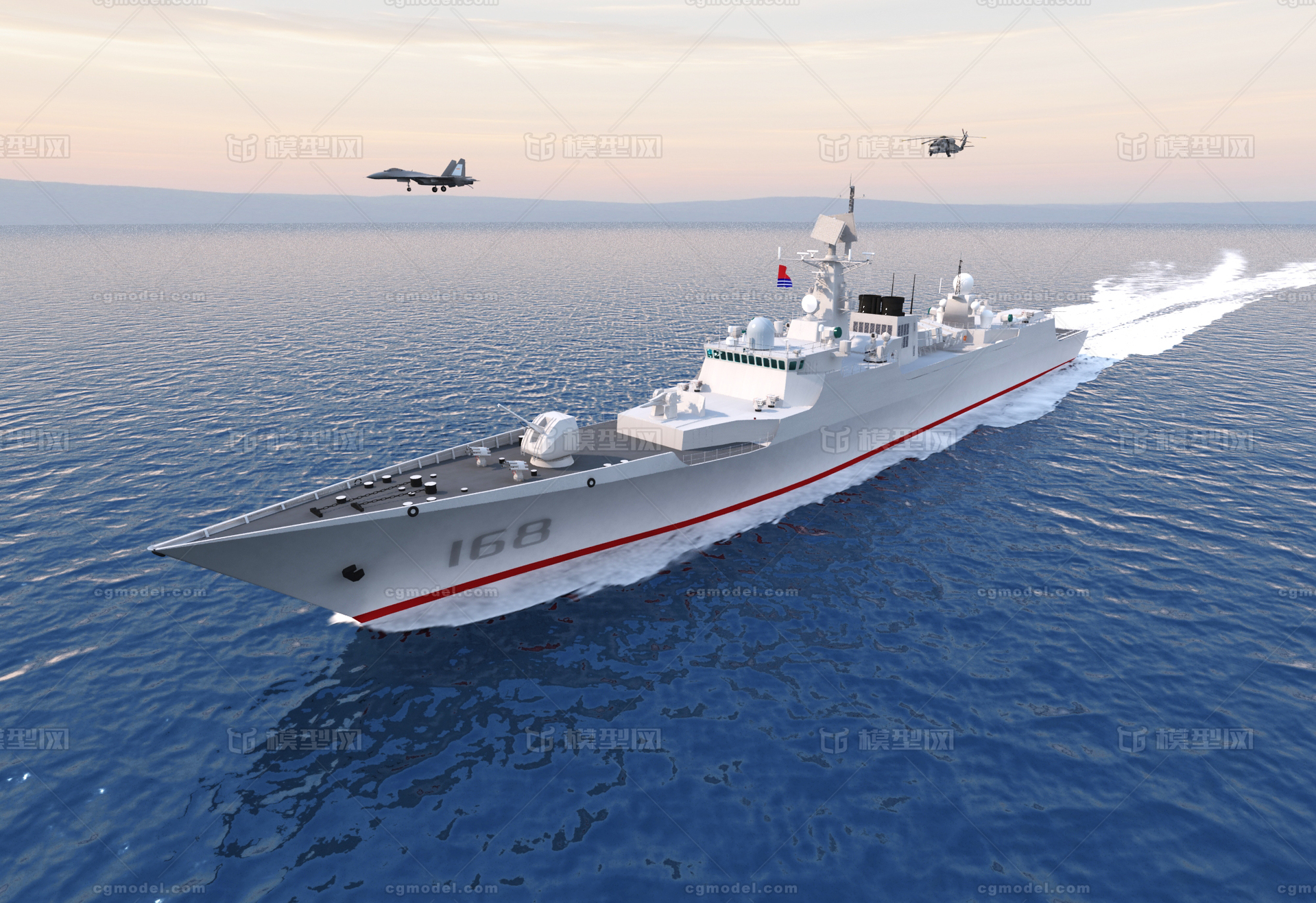 广州舰 052B导弹驱逐舰模型-军舰模型库-3ds Max(.max)模型下载-cg模型网