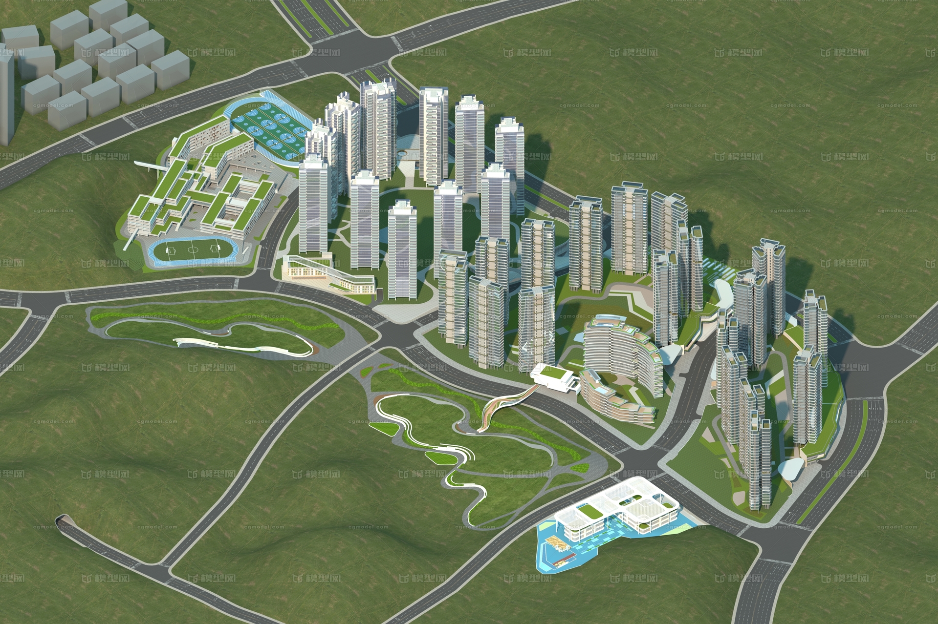 广州市黄埔区模型-地形模型库-3ds Max(.max)模型下载-cg模型网