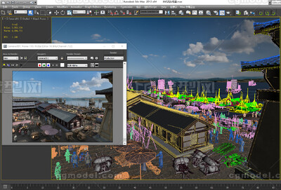 古代码头场景 货运港口模型-古代场景模型库-3ds Max(.max)模型下载-cg模型网