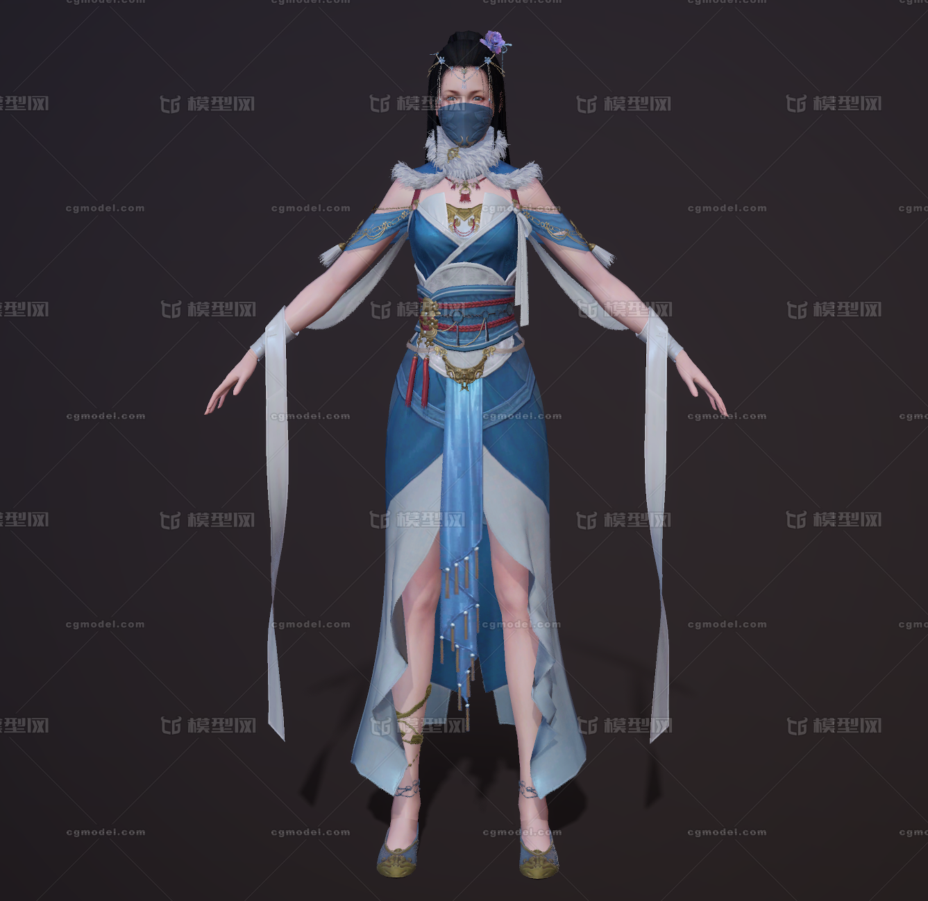 汉服美女 古装模型-女人模型库-FBX(.fbx)模型下载-cg模型网