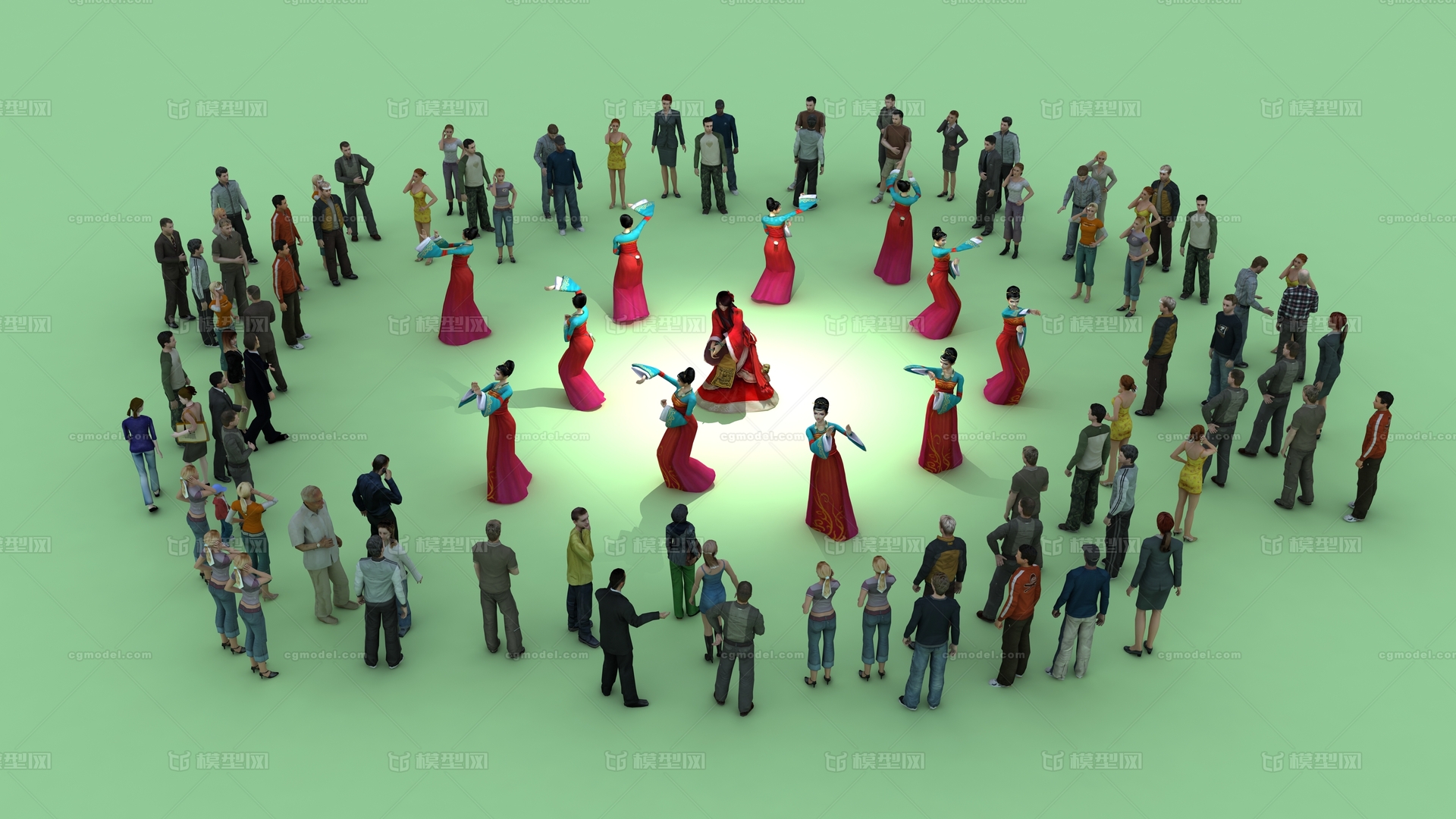 会动的 围观多人模型-女人模型库-3ds Max(.max)模型下载-cg模型网