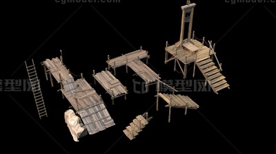木桥 古代码头模型-场景部件模型库-3ds Max(.max)模型下载-cg模型网