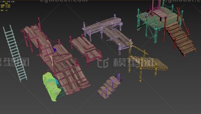 木桥 古代码头模型-场景部件模型库-3ds Max(.max)模型下载-cg模型网