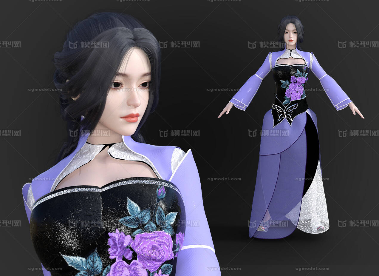 汉服美女 古装模型-女人模型库-3ds Max(.max)模型下载-cg模型网