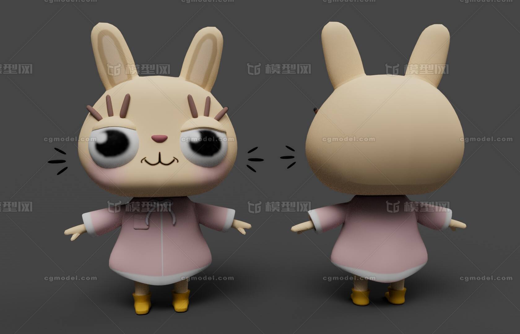 Q版兔子 小白兔模型-哺乳模型库-Cinema 4D(.c4d)模型下载-cg模型网