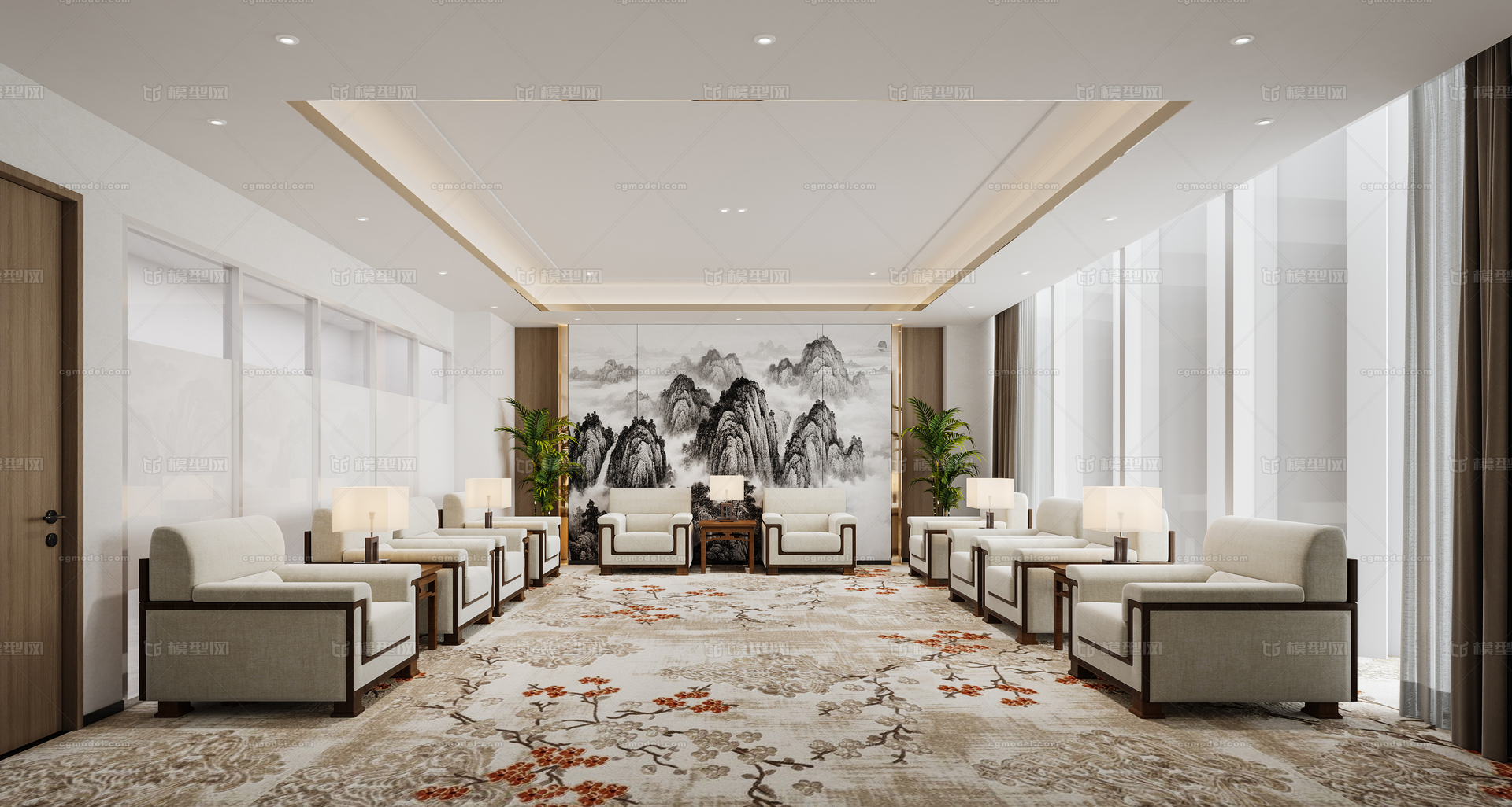 现代接待室 贵宾接待模型-办公空间模型库-3ds Max(.max)模型下载-cg模型网