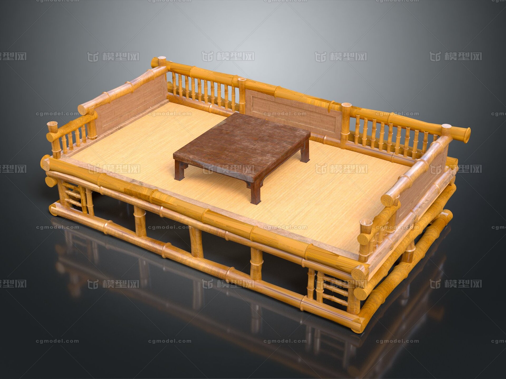 竹榻 竹床模型-床模型库-3ds Max(.max)模型下载-cg模型网