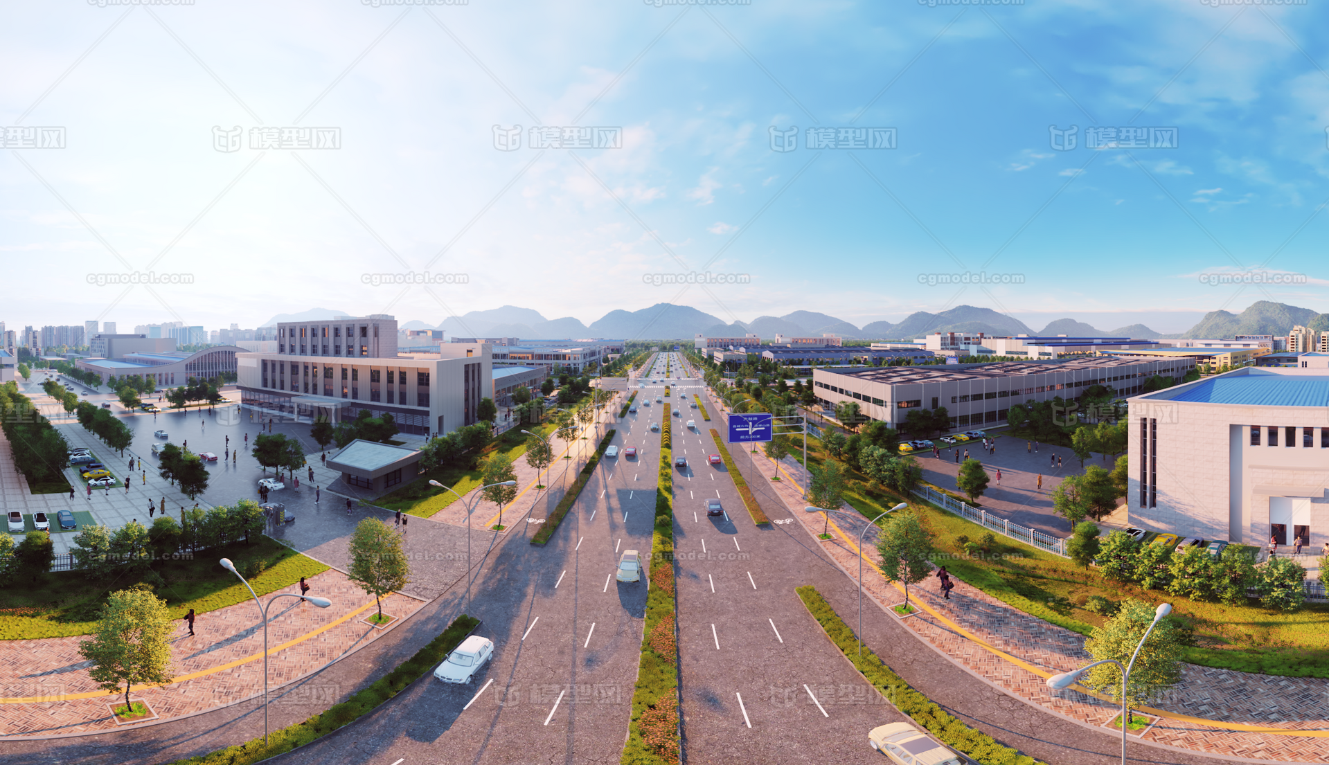 开发区 高新区模型-现代场景模型库-3ds Max(.max)模型下载-cg模型网