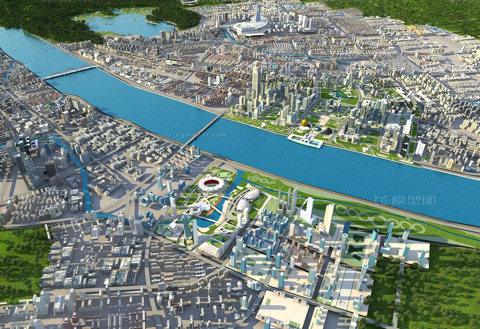 杭州城市鸟瞰 钱江新城模型-现代场景模型库-3ds Max(.max)模型下载-cg模型网