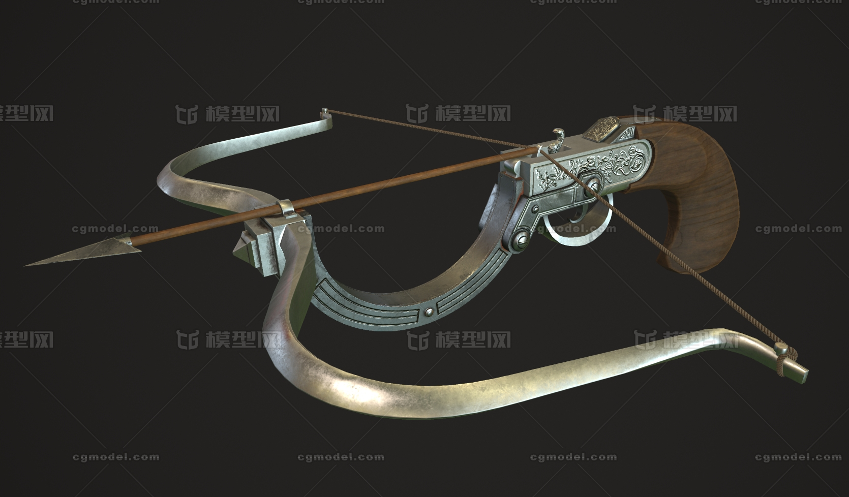 中世纪弩 手枪弩模型-冷兵器模型库-Maya(.ma/.mb)模型下载-cg模型网
