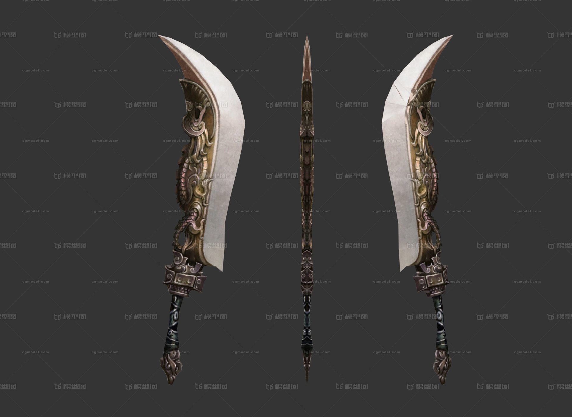 古代屠龙宝刀 青铜宝刀模型-冷兵器模型库-3ds Max(.max)模型下载-cg模型网