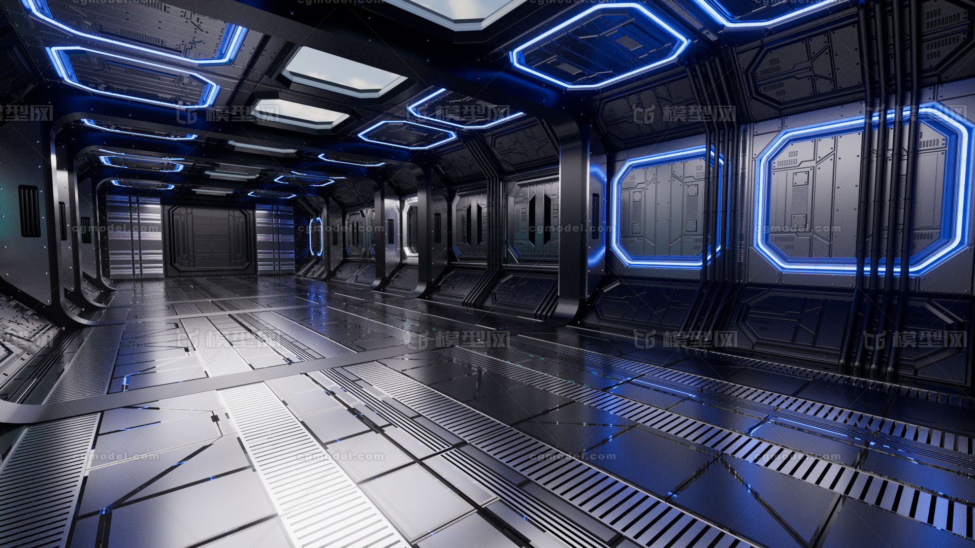 科幻机舱通道 太空走廊通道模型-科幻场景模型库-Cinema 4D(.c4d)模型下载-cg模型网