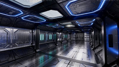 科幻机舱通道 太空走廊通道模型-科幻场景模型库-Cinema 4D(.c4d)模型下载-cg模型网