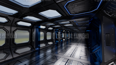 科幻机舱通道 太空走廊通道模型-科幻场景模型库-Cinema 4D(.c4d)模型下载-cg模型网