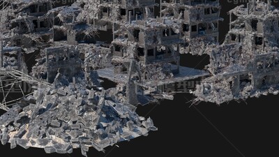 战争破坏的城市建筑废墟 废墟模型-工业建筑模型库-Cinema 4D(.c4d)模型下载-cg模型网