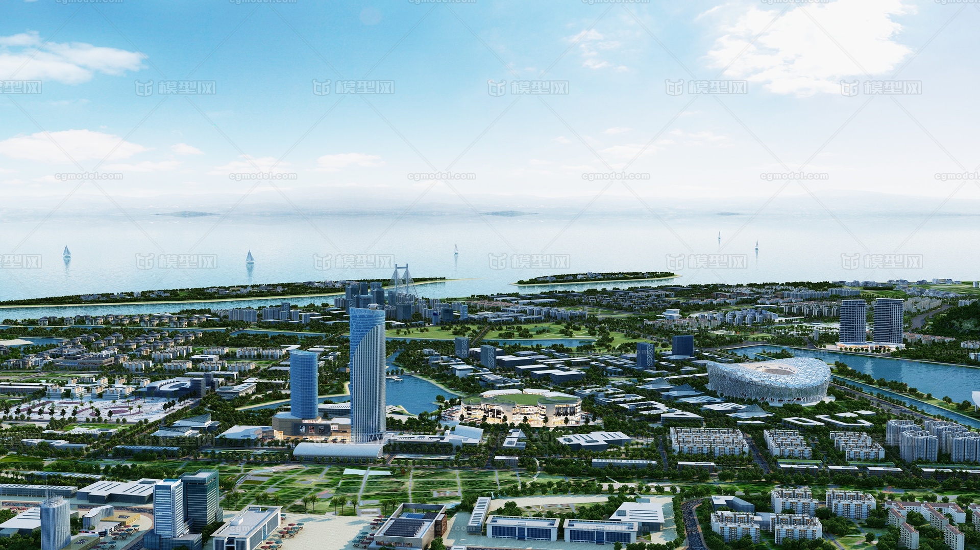 城市鸟瞰 大鸟瞰场景模型-现代场景模型库-3ds Max(.max)模型下载-cg模型网