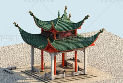 爱晚亭 长沙爱晚亭模型-历史建筑模型库-3ds Max(.max)模型下载-cg模型网