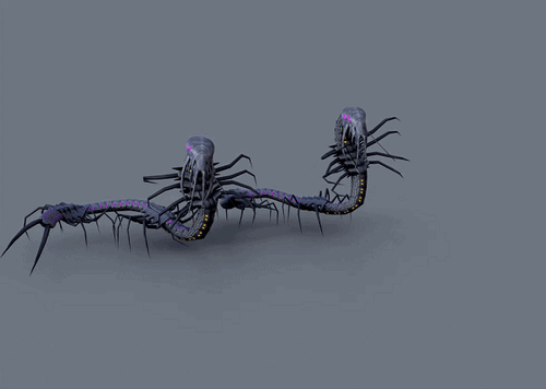 卡通 暗黑百足虫 带动画 千足虫 BOSS 暗黑魔虫 