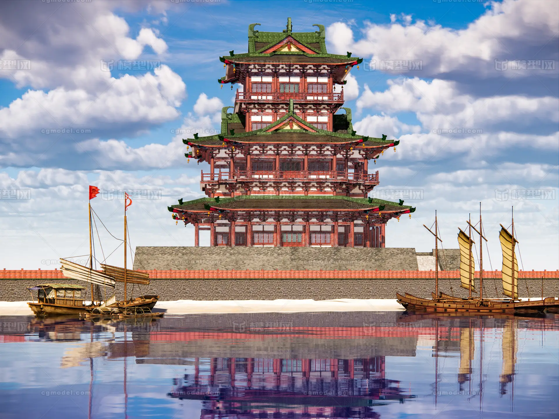 中式阁楼古建筑阁楼塔楼凌霄阁古建筑