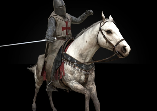 骑马战马十字军东征战士盔甲士兵骑士knight带挥剑战斗姿势模型-男人模型库-FBX(.fbx)模型下载-cg模型网