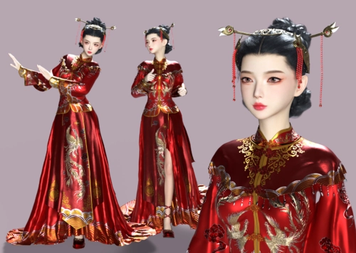 新娘嫁衣秀禾 古代新娘子模型-女人模型库-3ds Max(.max)模型下载-cg模型网