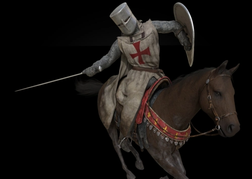 骑马战马十字军东征战士盔甲士兵骑士knight带挥剑战斗姿势模型-男人模型库-FBX(.fbx)模型下载-cg模型网