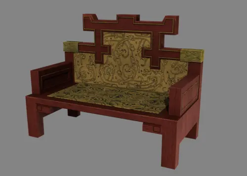 红榻古代休息卧榻木制实木床榻模型-床模型库-Maya(.ma/.mb)模型下载-cg模型网