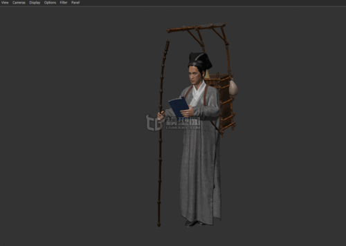 古代书生【有绑定】 秀才 古代书箱 古代书生背包模型-男人模型库-FBX(.fbx)模型下载-cg模型网