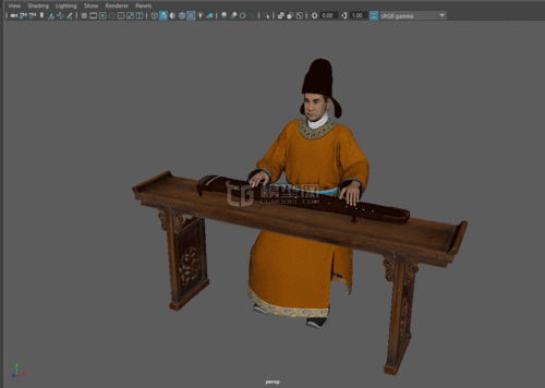 古代乐师【有绑定】古代人物 古代琴师模型-男人模型库-Cinema 4D(.c4d)模型下载-cg模型网
