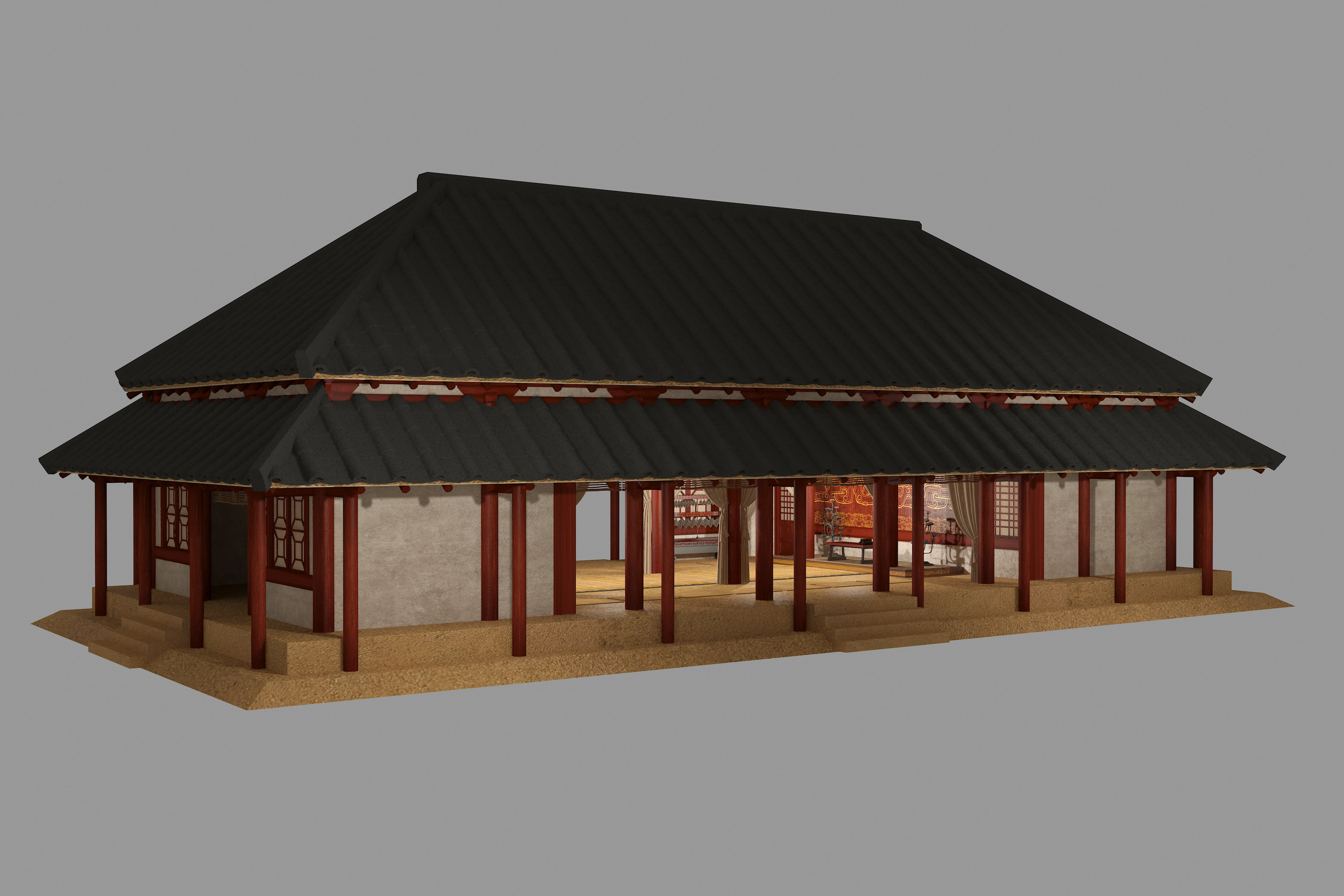 周代建筑 木结构 周代宫殿 商周时代模型 - 场景/空间/建筑 - 作品模型 - CG模型网