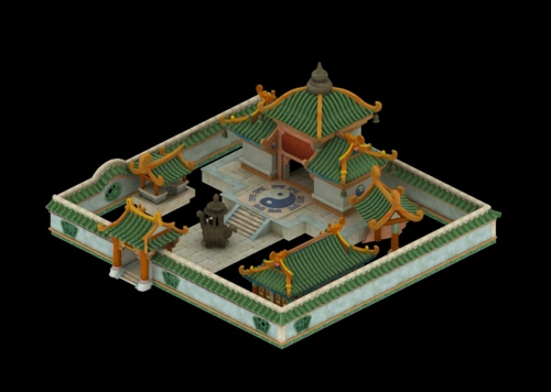 道教建筑场景模型-宗教建筑模型库-3ds Max(.max)模型下载-cg模型网