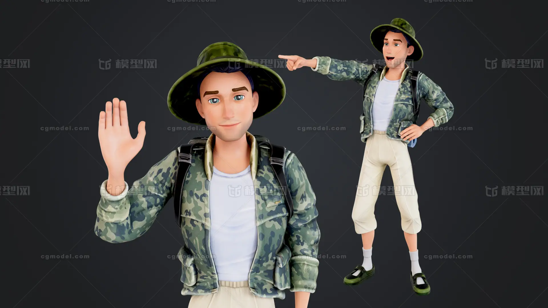 探险家卡通人物 卡通探险家 户外探险 卡通角色