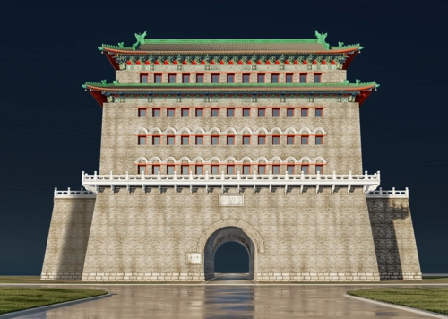 北京正阳门箭楼前门城楼北京中轴线古城墙门楼古建筑模型模型-历史建筑模型库-sketchup(.skp)模型下载-cg模型网
