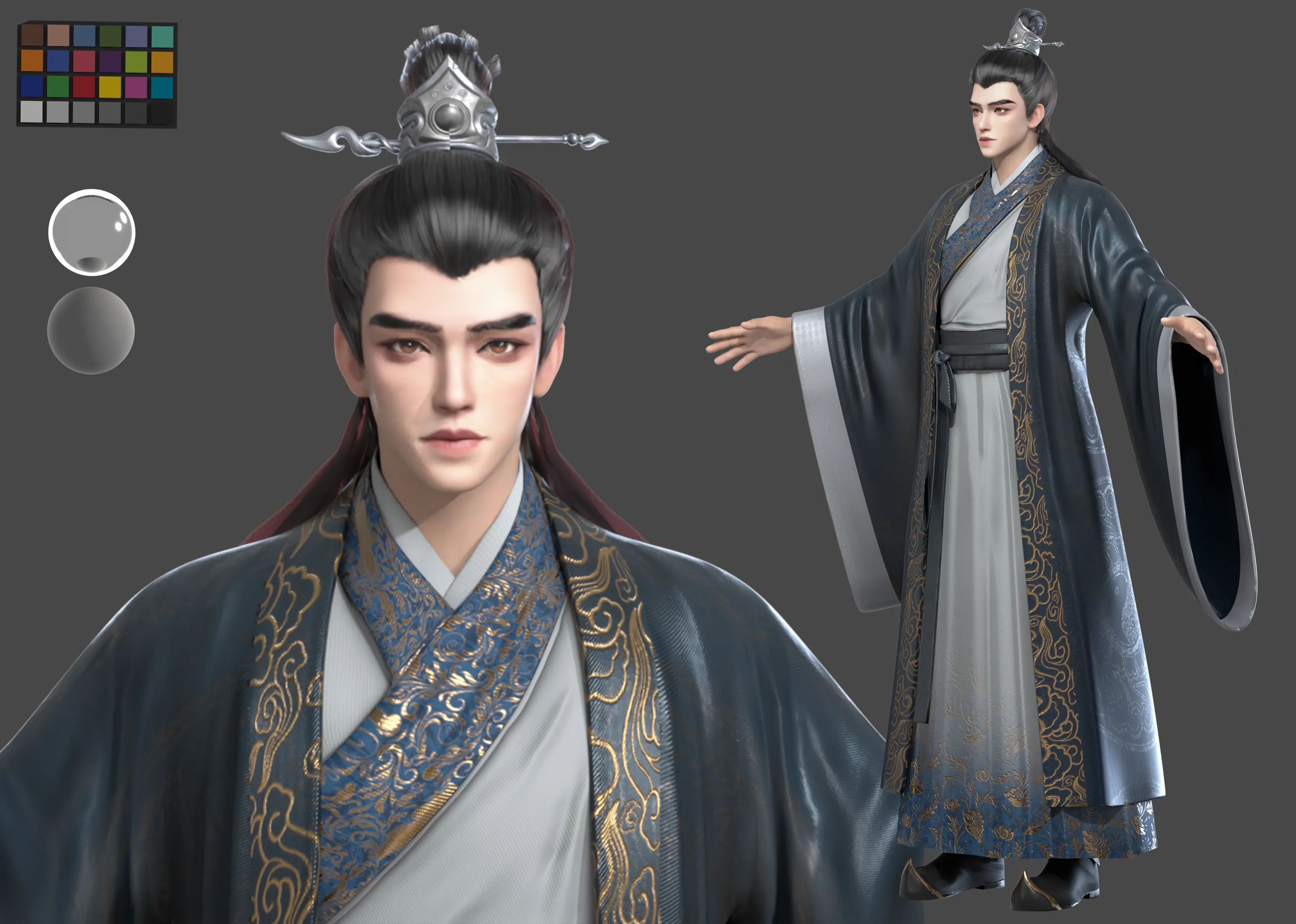 写实古装道士男角色 古代人物 仙侠男人物 古代男性模型 - 角色/人物/生物 - 作品模型 - CG模型网