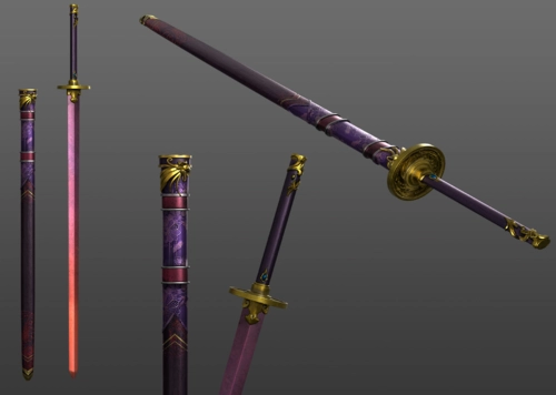 【带绑定】剑古代剑画江湖之不良人武器女帝剑紫霄剑龙泉剑宝剑模型-冷兵器模型库-Maya(.ma/.mb)模型下载-cg模型网